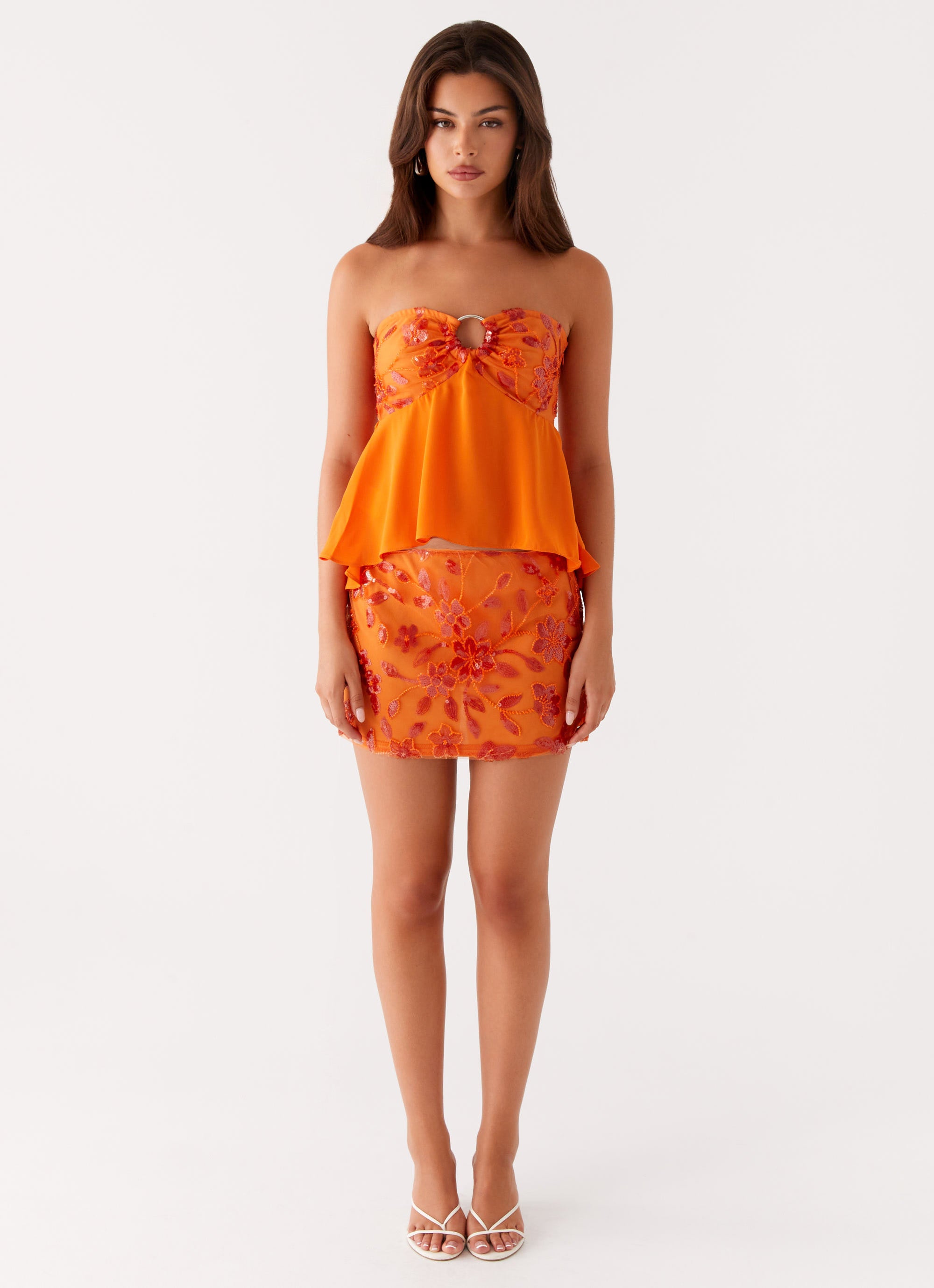 :Kenya Beaded Mini Skirt - Orange Angle 3